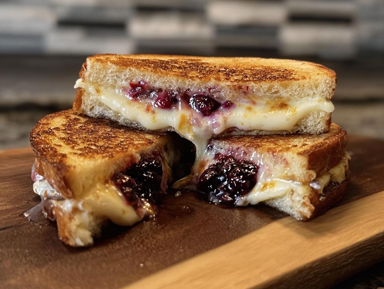 Blueberry White Cheddar Grilled Cheese: 1 Amazing Bite - Blueberry White Cheddar Grilled - additional detail