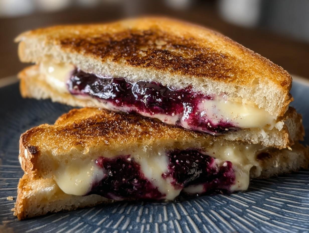 Blueberry White Cheddar Grilled Cheese: 1 Amazing Bite - Blueberry White Cheddar Grilled - additional detail