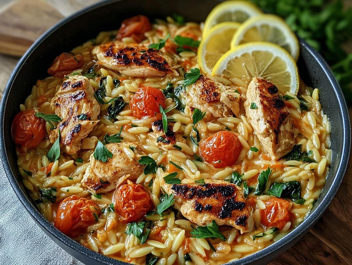 Creamy Chicken Orzo Skillet