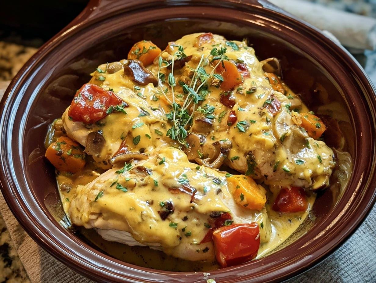 Crockpot Marry Me Chicken: 1 Comfort Meal Bliss - Crockpot Marry Chicken Comfort - close-up of creamy sauce with chicken