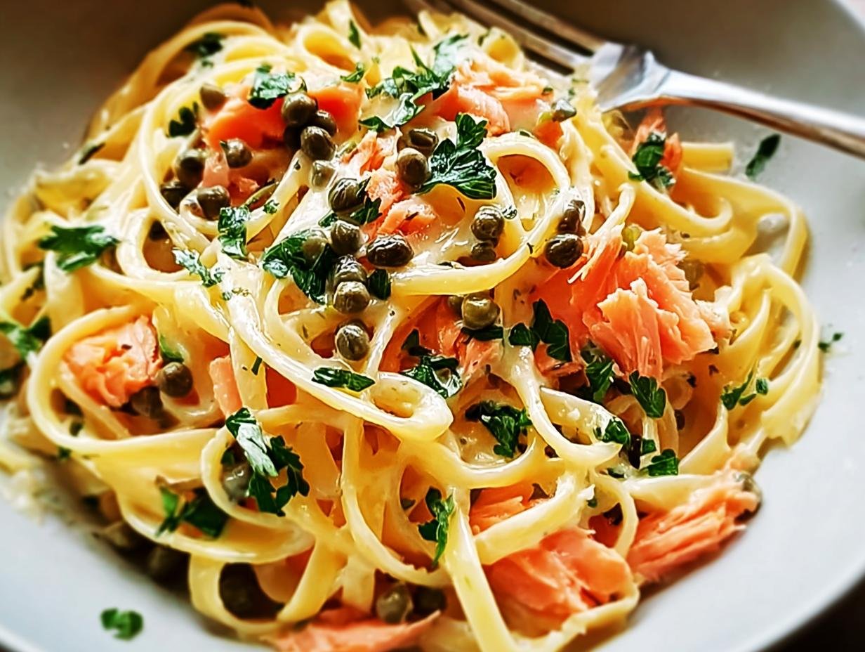 Amazing Healthier Smoked Salmon Linguine - ingredients laid out before preparation