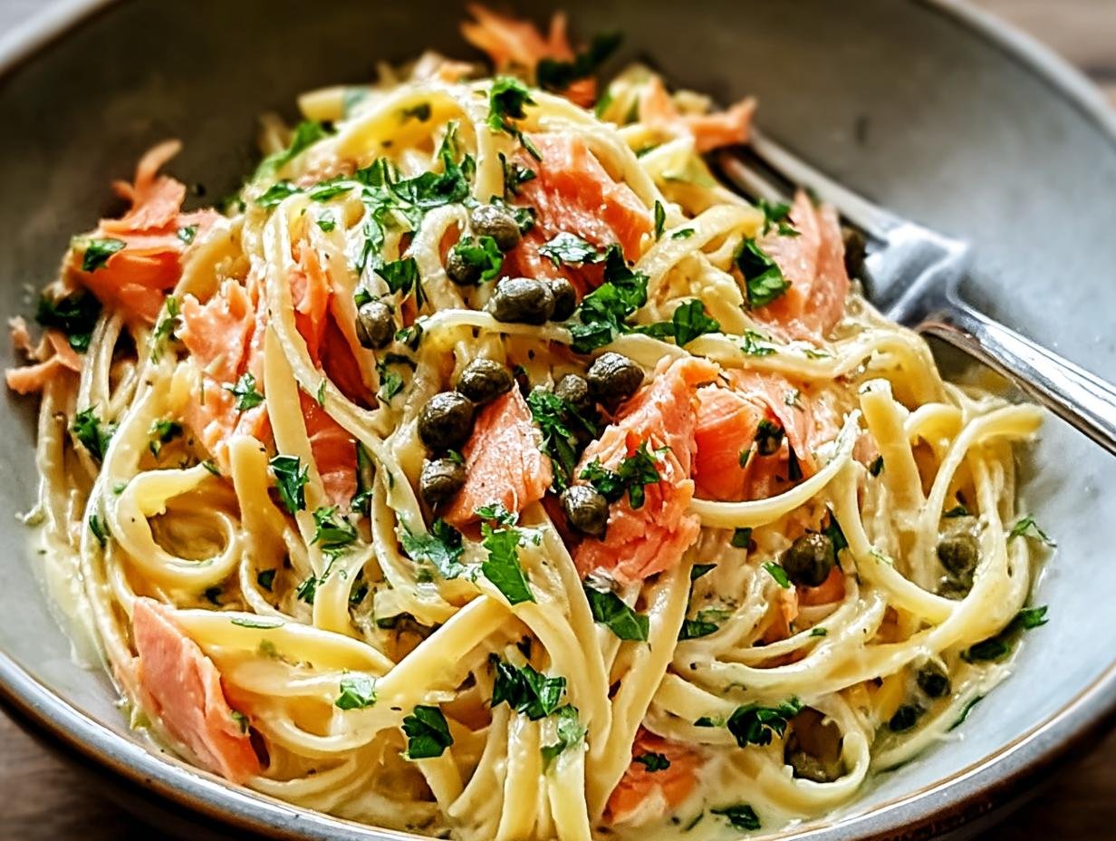 Amazing Healthier Smoked Salmon Linguine