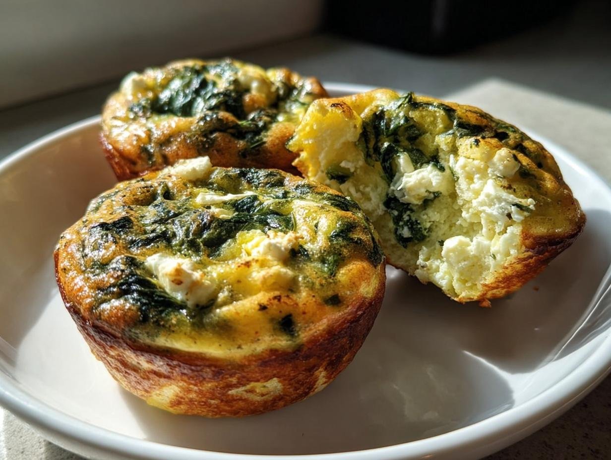 Spinach Feta Egg Muffins - close-up of ingredients