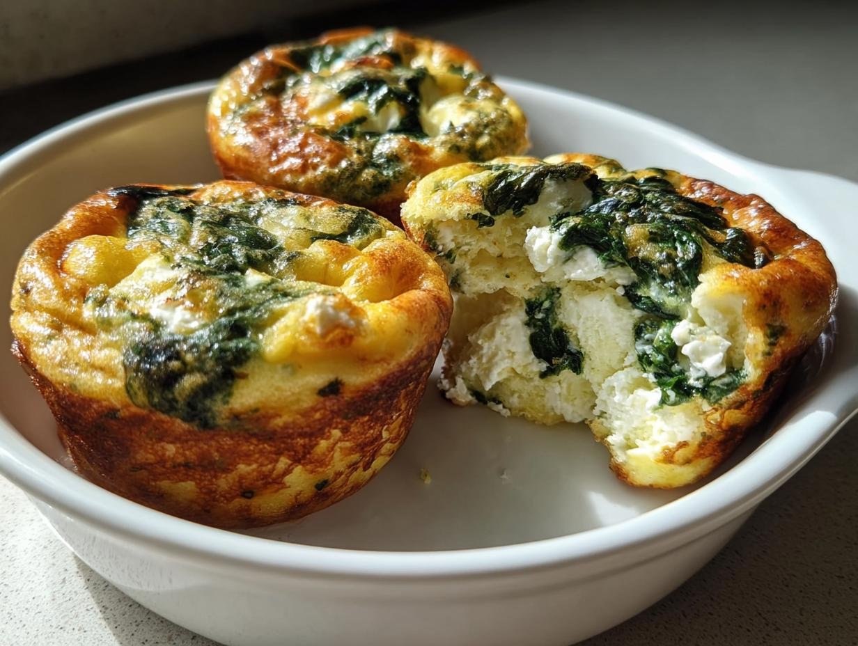 Spinach Feta Egg Muffins - baked and ready to serve