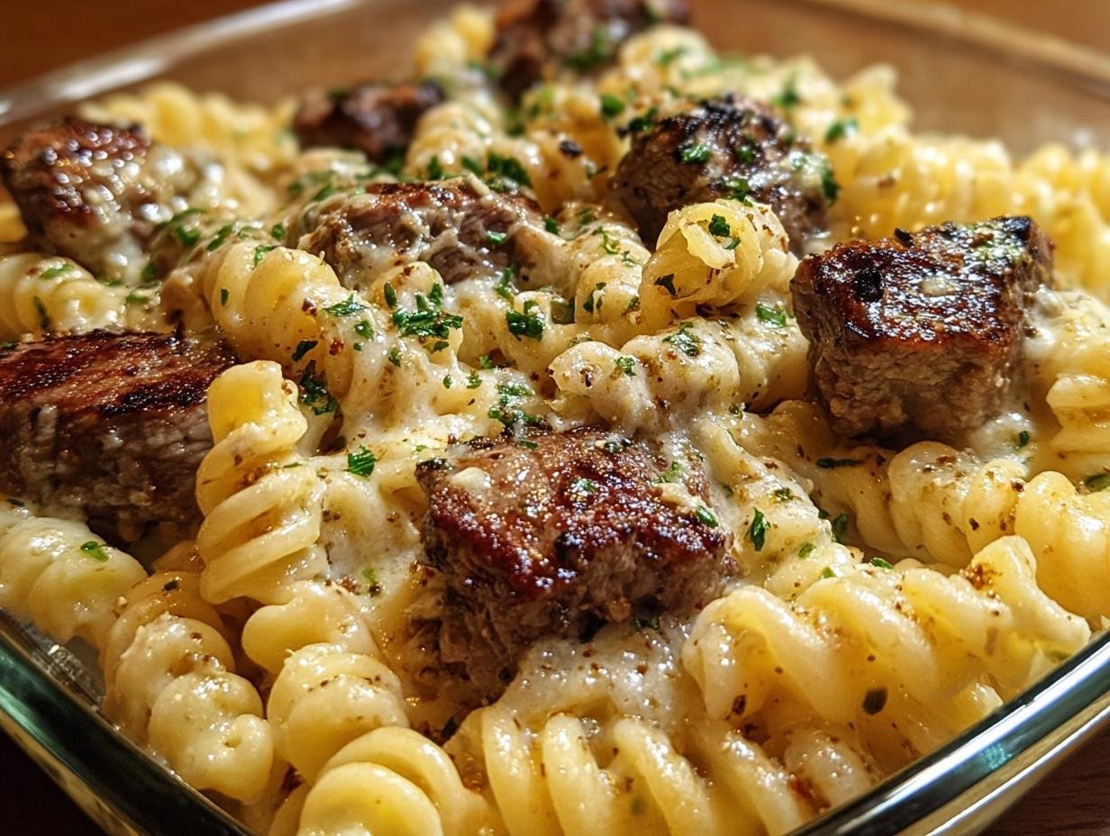 Steak Bites Cheesy Rotini: 1 Pan Dinner - Steak Bites Cheesy Rotini - additional detail