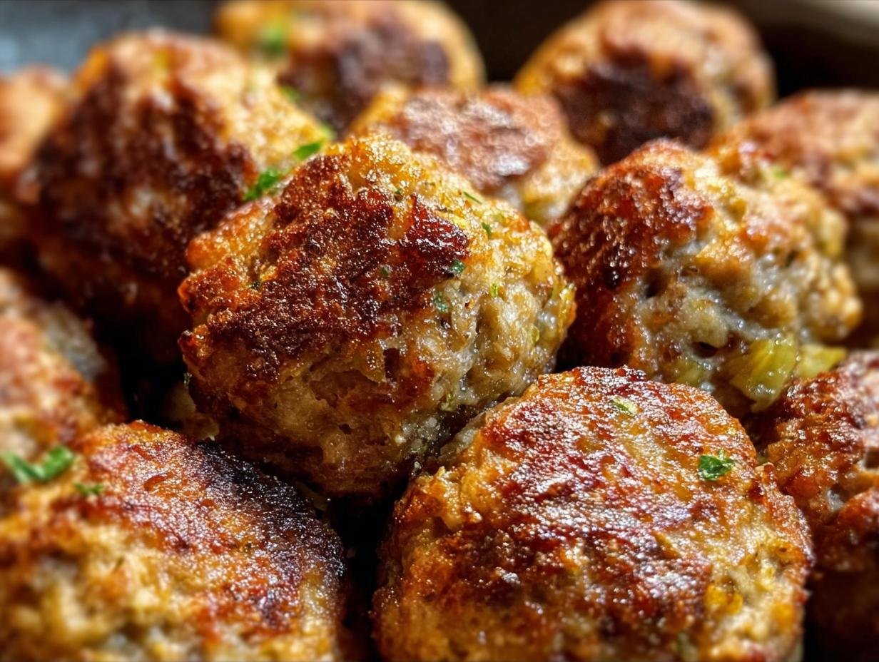 Amazing Turkey Stuffing Balls: 1 Savory Bite - Turkey Stuffing Balls - additional detail
