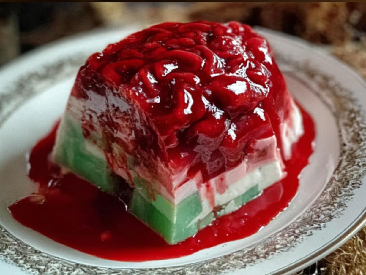 Zombie Brain Jello Dessert: Ghastly 1 Recipe - Zombie Brain Jello Dessert - additional detail