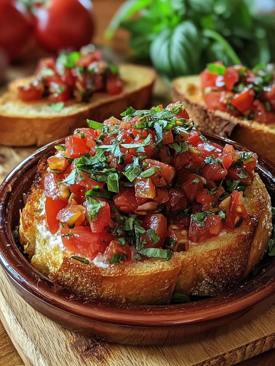 Delicious Bruschetta Dip Vibrant Flavorful in a white bowl with fresh basil and crostini, perfect for a party appetizer