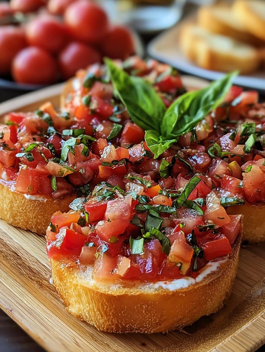 Close-up of a spoonful of Bruschetta Dip Vibrant Flavorful, showing the creamy base and fresh tomato topping