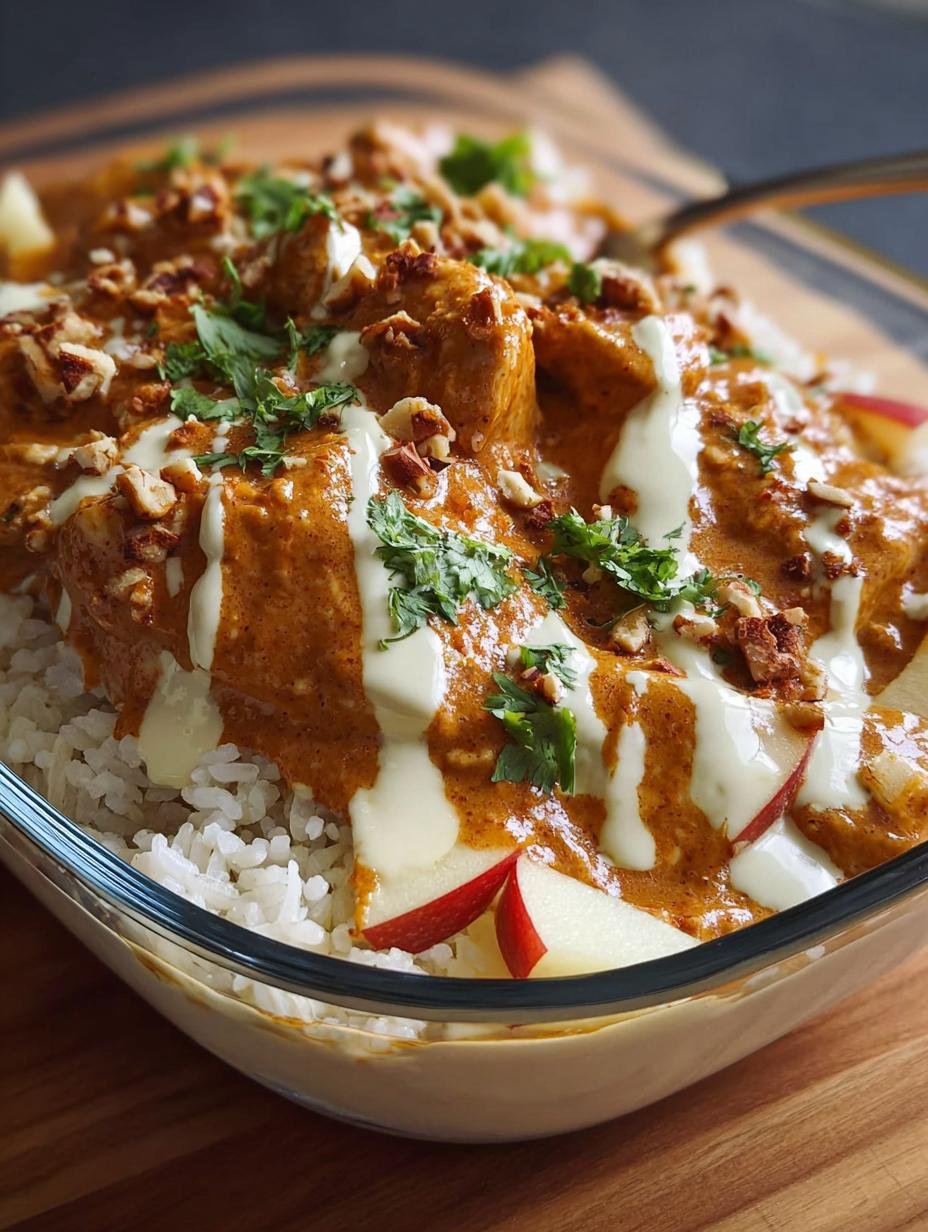 Close-up of creamy Butter Chicken in a bowl, garnished with fresh cilantro, highlighting the tender chicken pieces and rich sauce
