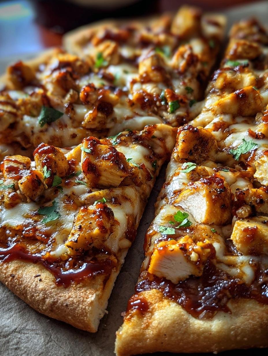 Close-up of a slice of Chili Garlic Chicken Pizza with melted cheese, chicken, and red onion