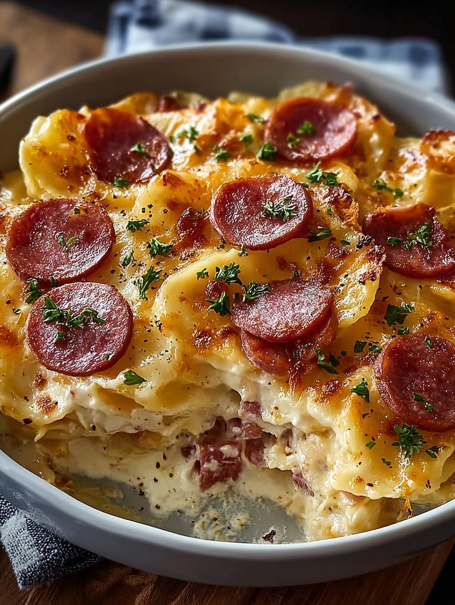 Crockpot Pierogi Casserole with Kielbasa Comfort - Crockpot Pierogi Casserole with - additional detail