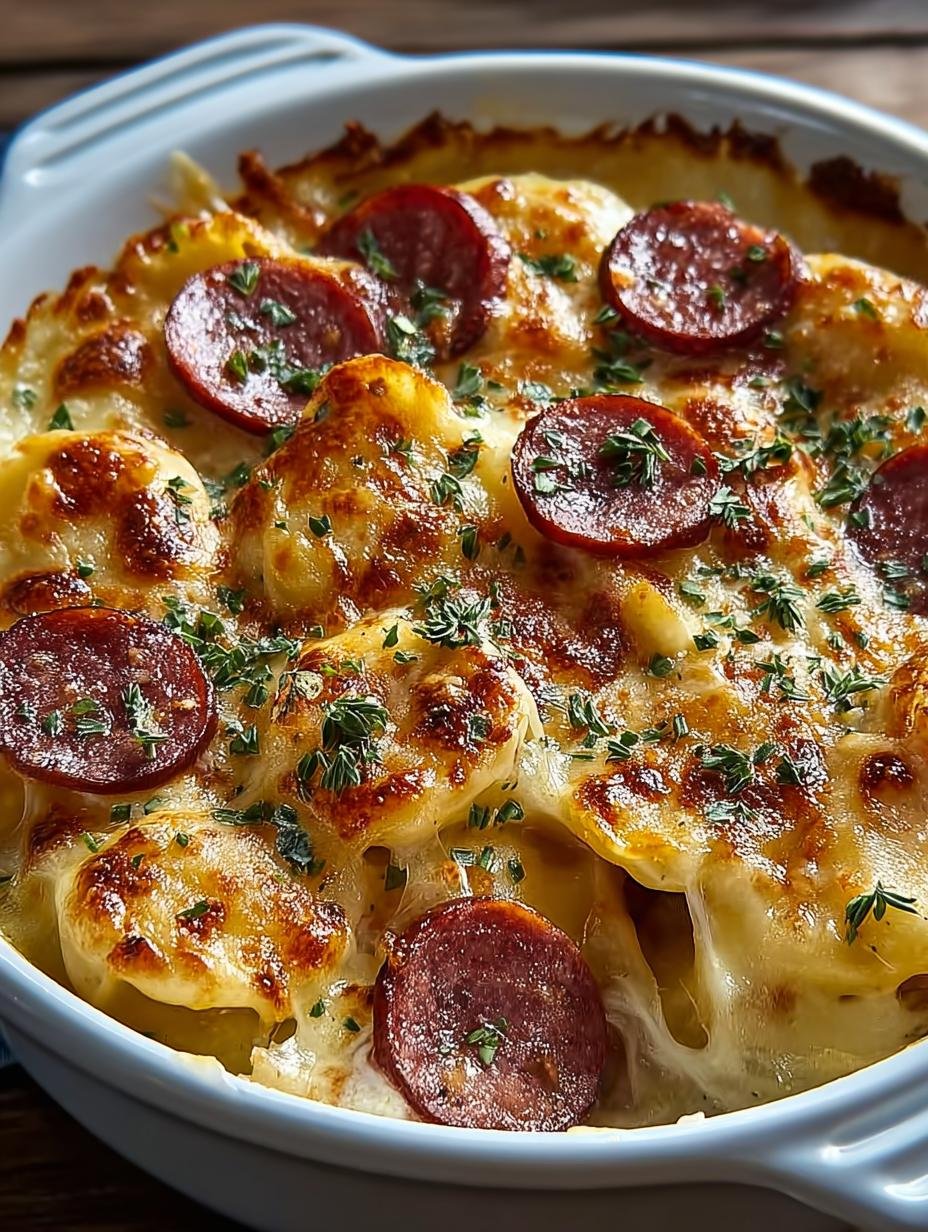 Crockpot Pierogi Casserole with Kielbasa Comfort