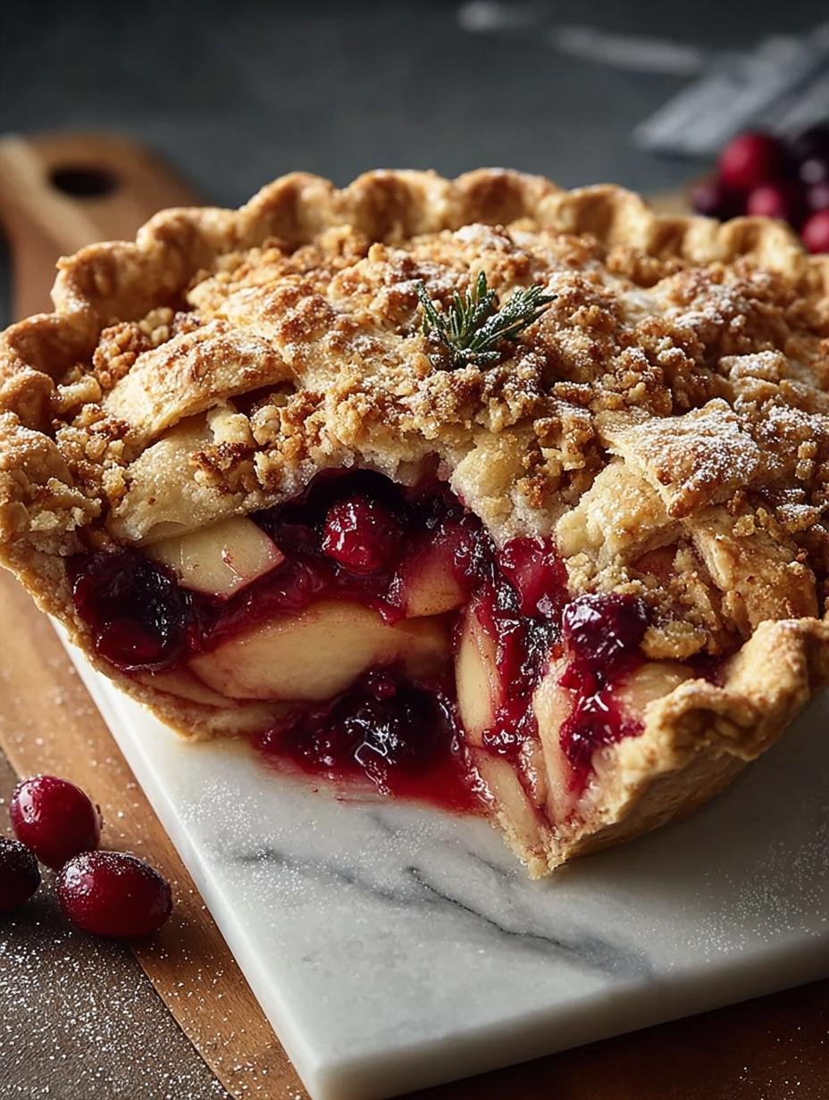Delicious French Cranberry Apple Pie with Streusel - French Cranberry Apple Pie - main visual representation