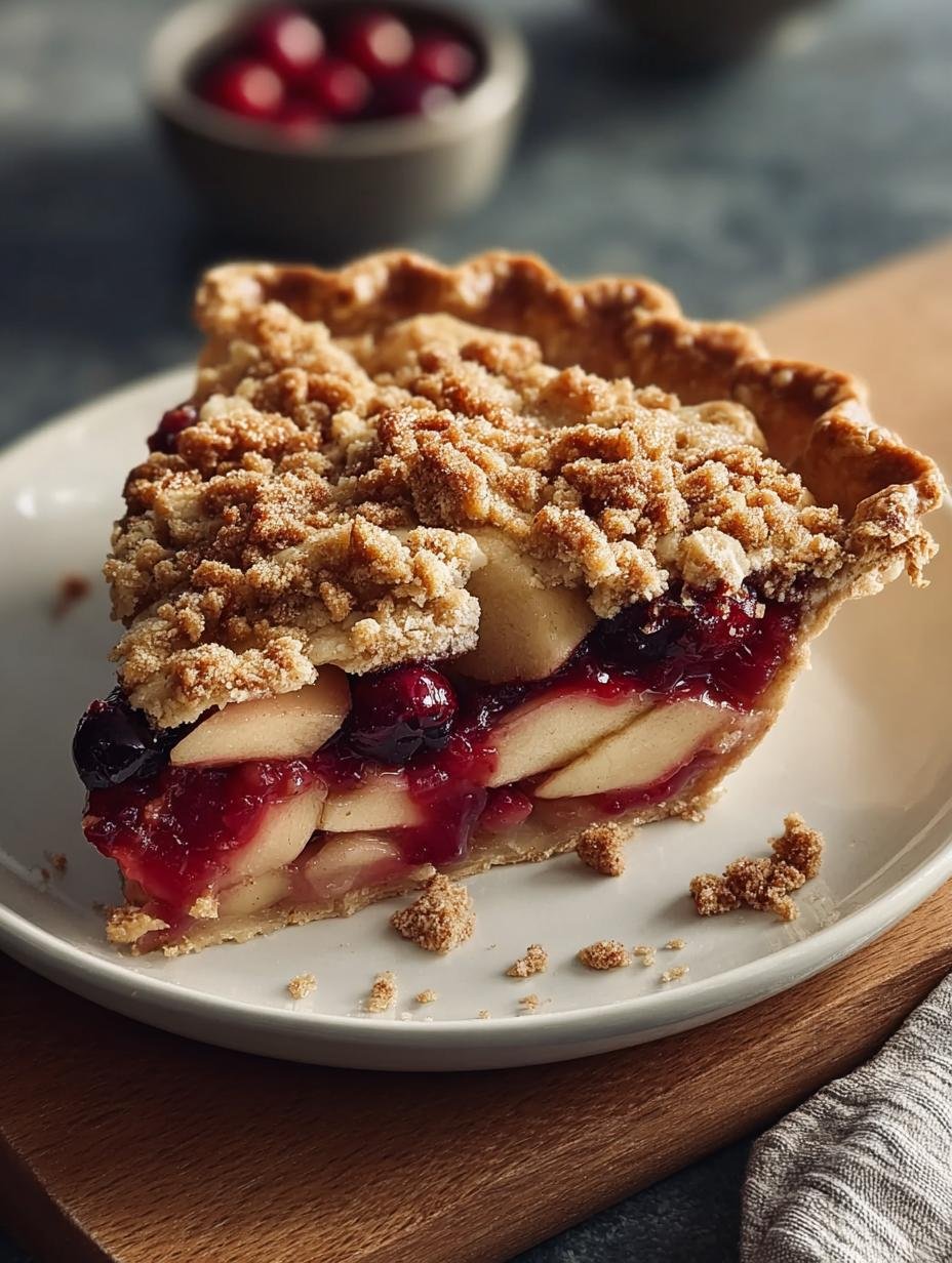 Delicious French Cranberry Apple Pie with Streusel - French Cranberry Apple Pie - additional detail