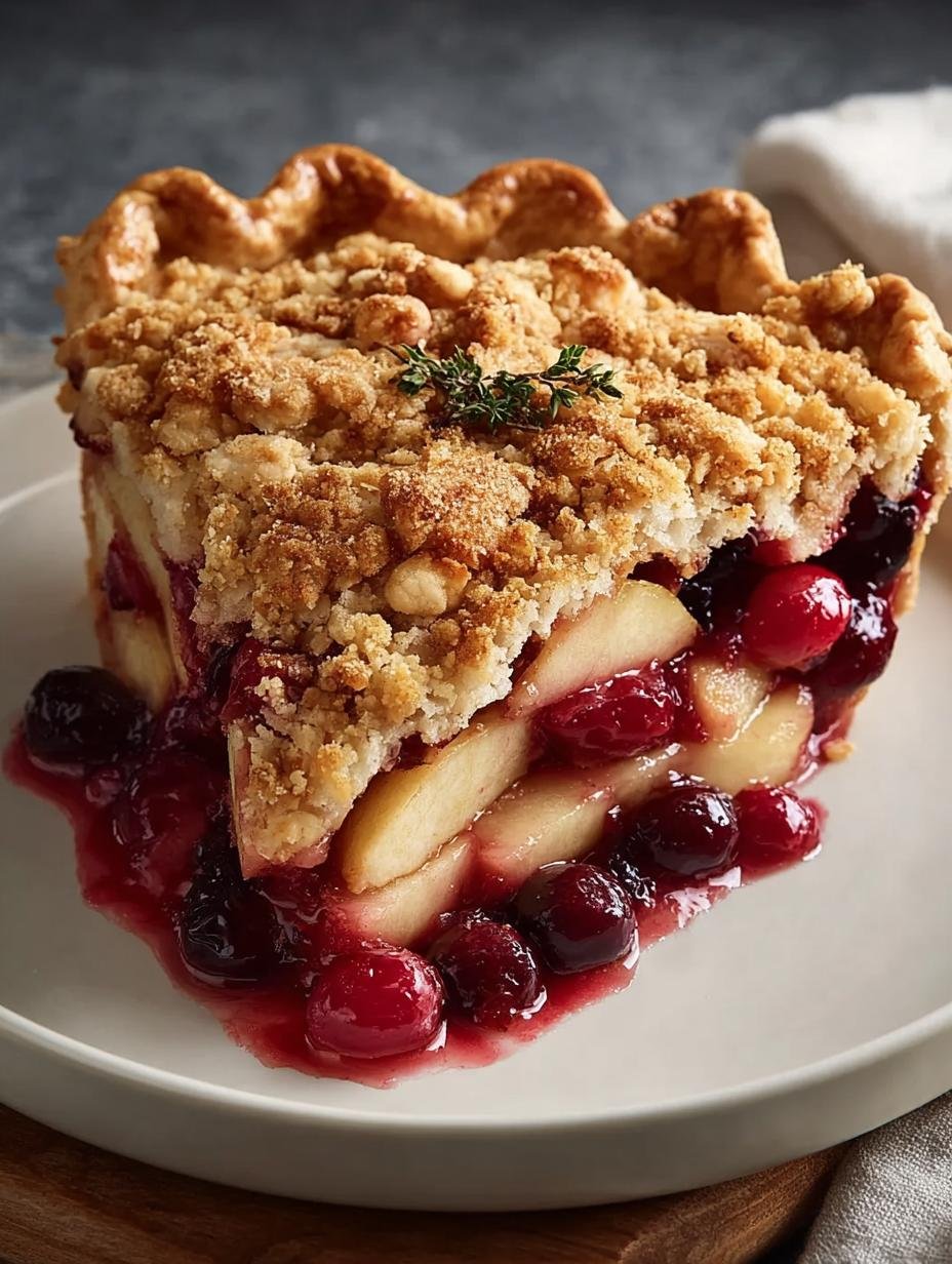 Delicious French Cranberry Apple Pie with Streusel