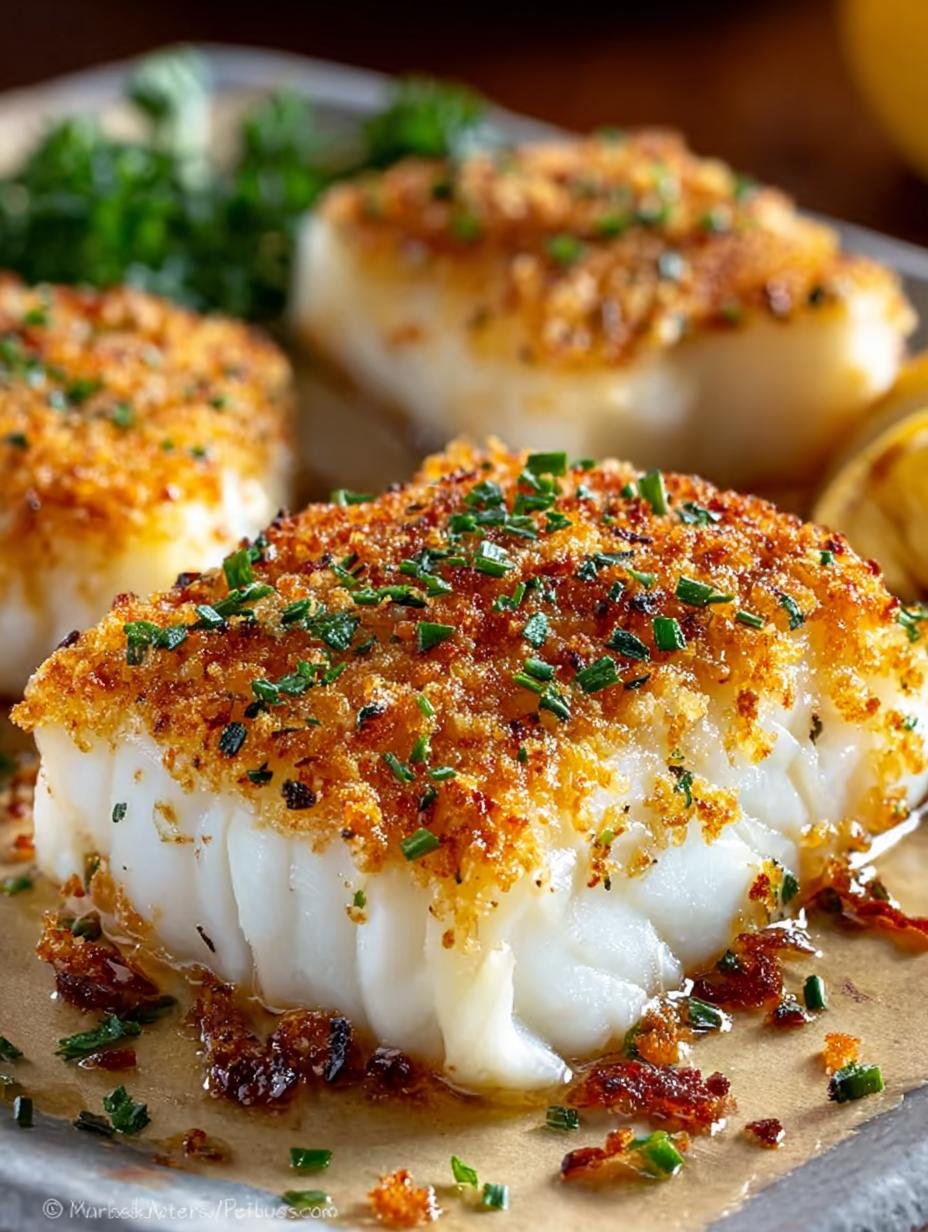 Crispy Garlic Parmesan Crusted Halibut Recipe - Garlic Parmesan Crusted Halibut - additional detail