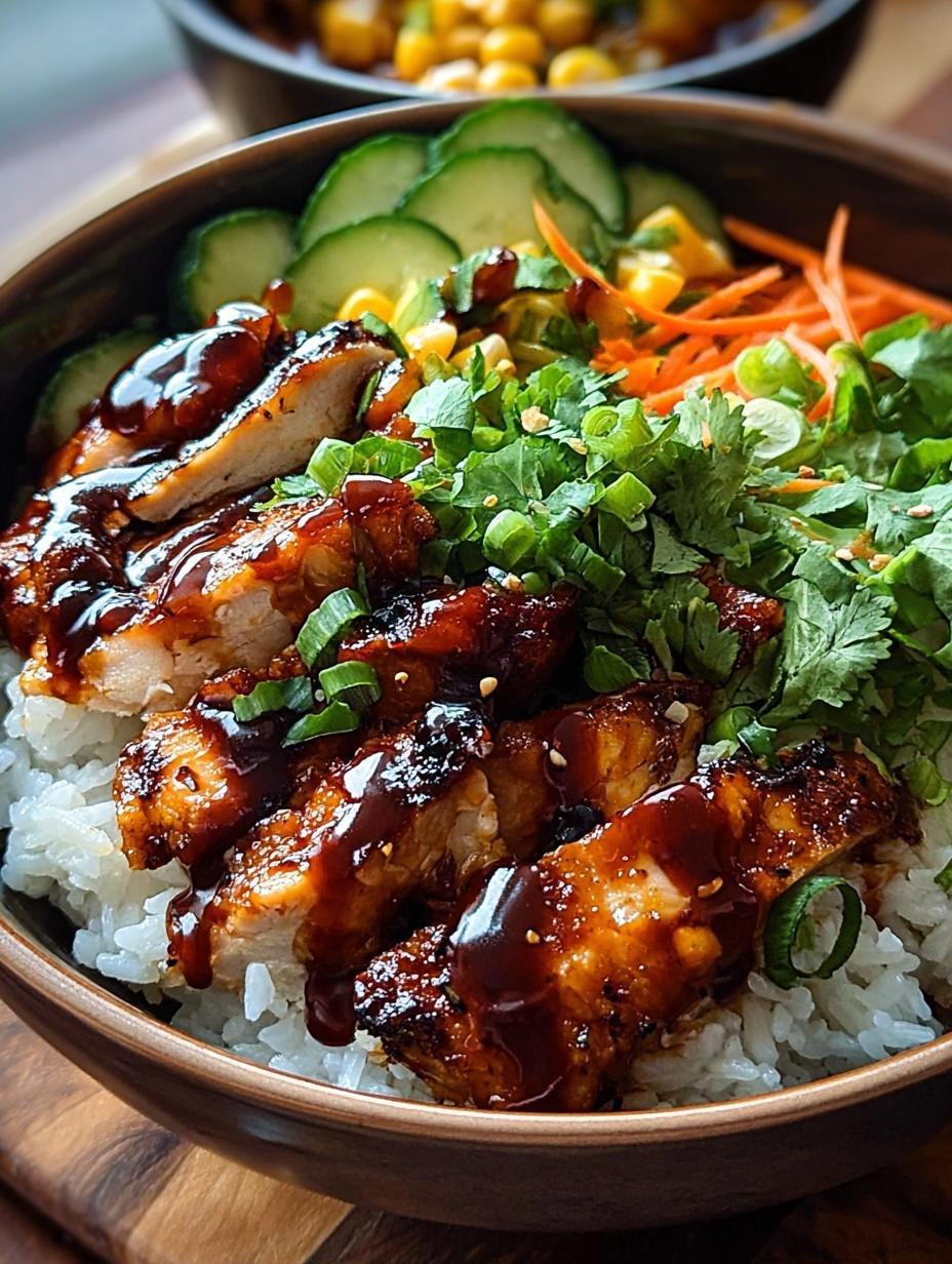 Delicious Honey Bbq Chicken Rice served in a bowl with green onions and sesame seeds, a perfect family meal miracle