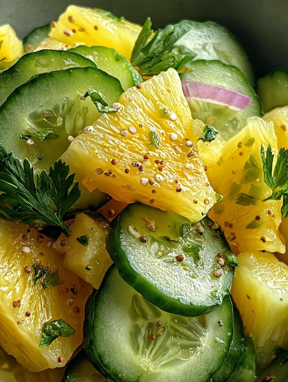 Joyful Pineapple Cucumber Salad with vibrant colors and fresh ingredients, ready to be served