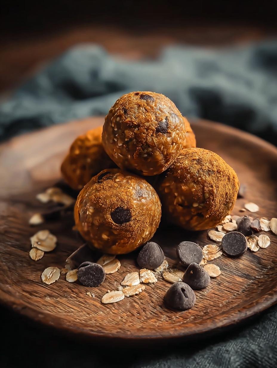 Amazing Pumpkin Protein Balls: 10 Min Prep Wonders! - Pumpkin Protein Balls - a close-up of pumpkin protein balls with chocolate chips