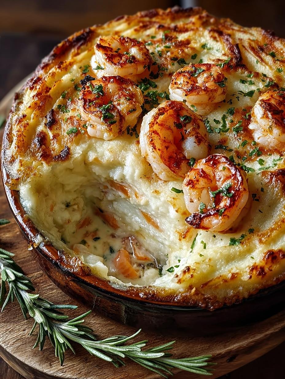 Delicious Seafood Shepherds Pie with Crab & Shrimp - Seafood Shepherds Pie with - additional detail