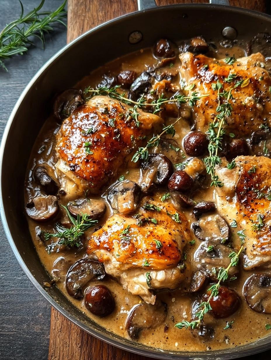 Skillet Chicken Mushroom Grape: 1 Secret for Tender Chicken - Skillet Chicken Mushroom Grape - close-up of ingredients in a skillet