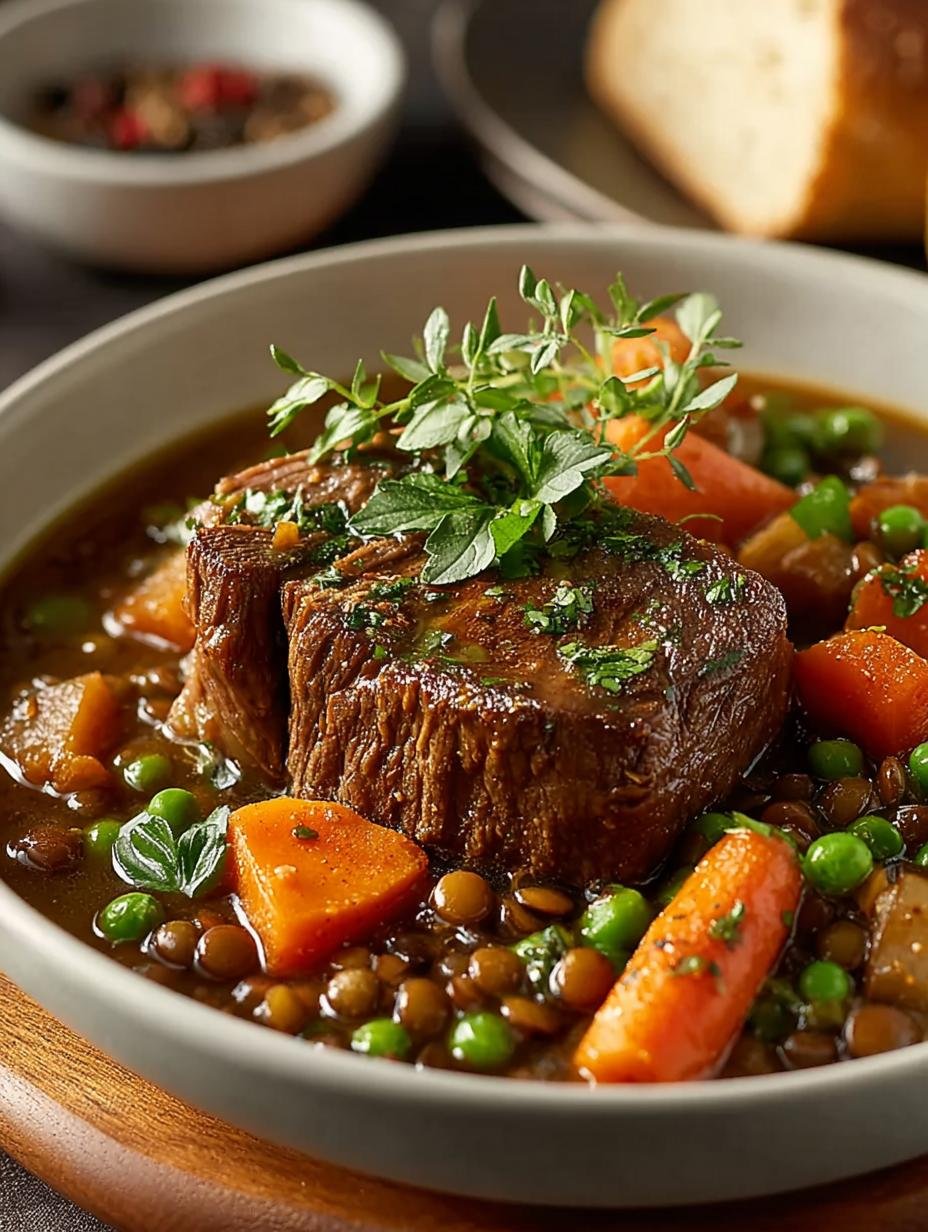 Cozy Slow Cooker Beef Lentil Stew for Heartwarming Nights
