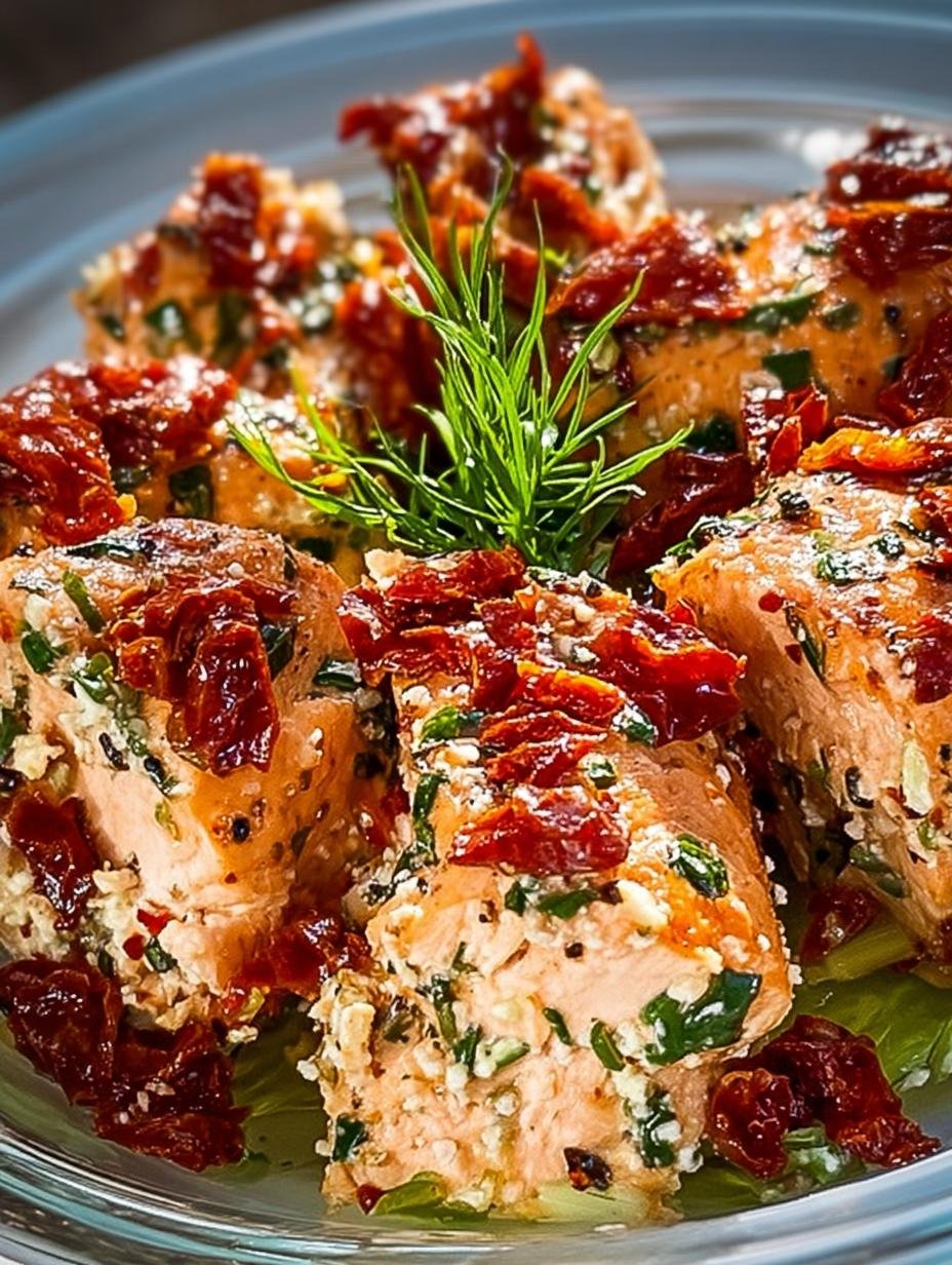 Delicious Sun Dried Tomato Chicken salad with vibrant colors