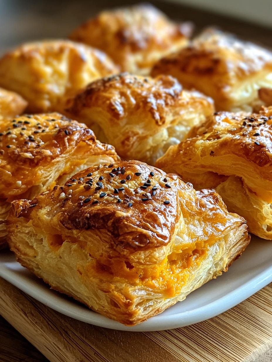 Close-up of golden-brown Thanksgiving Appetizers Sweet Potato bites with flaky pastry