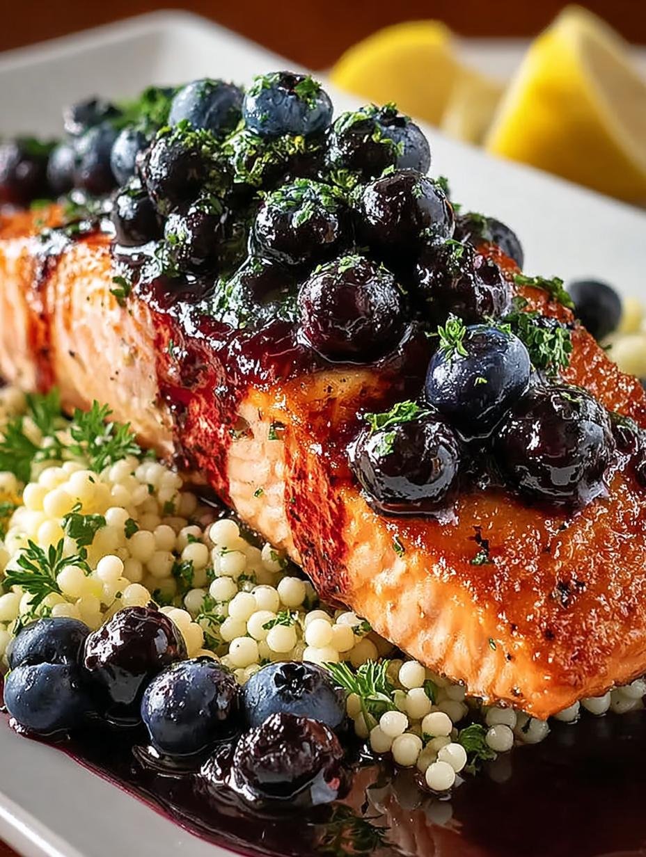 Blueberry Glazed Salmon with Lemon Couscous Delight - Blueberry Glazed Salmon with - additional detail