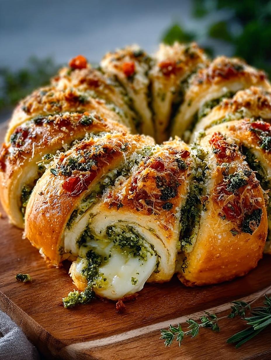 Delicious Cheesy Pesto Roll Wreath for Any Occasion - Cheesy Pesto Roll Wreath - additional detail