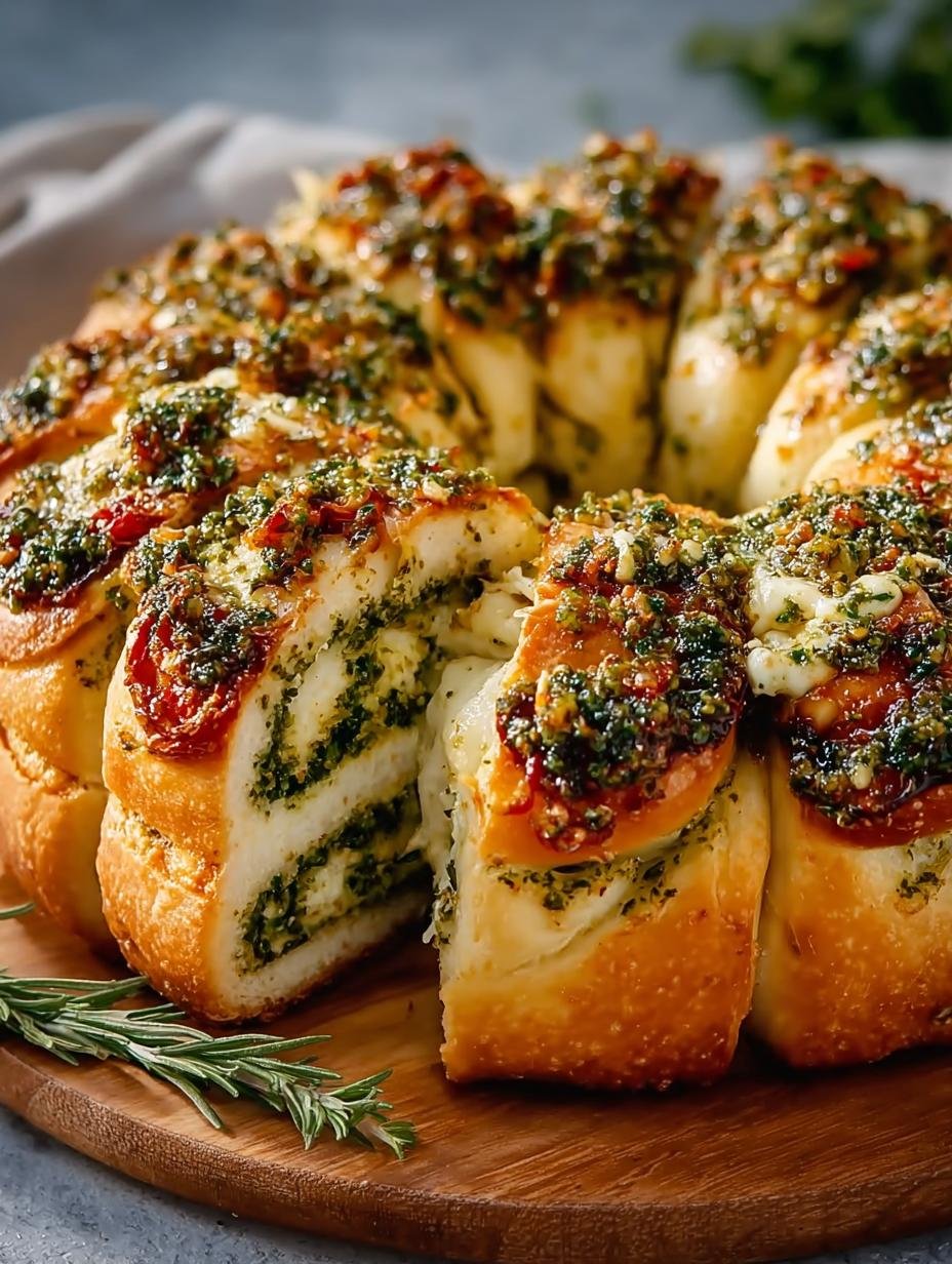 Cheesy Pesto Roll Wreath