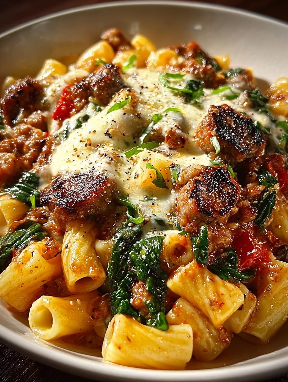 Irresistibly Cheesy Sausage Spinach Pasta Bake for Dinner