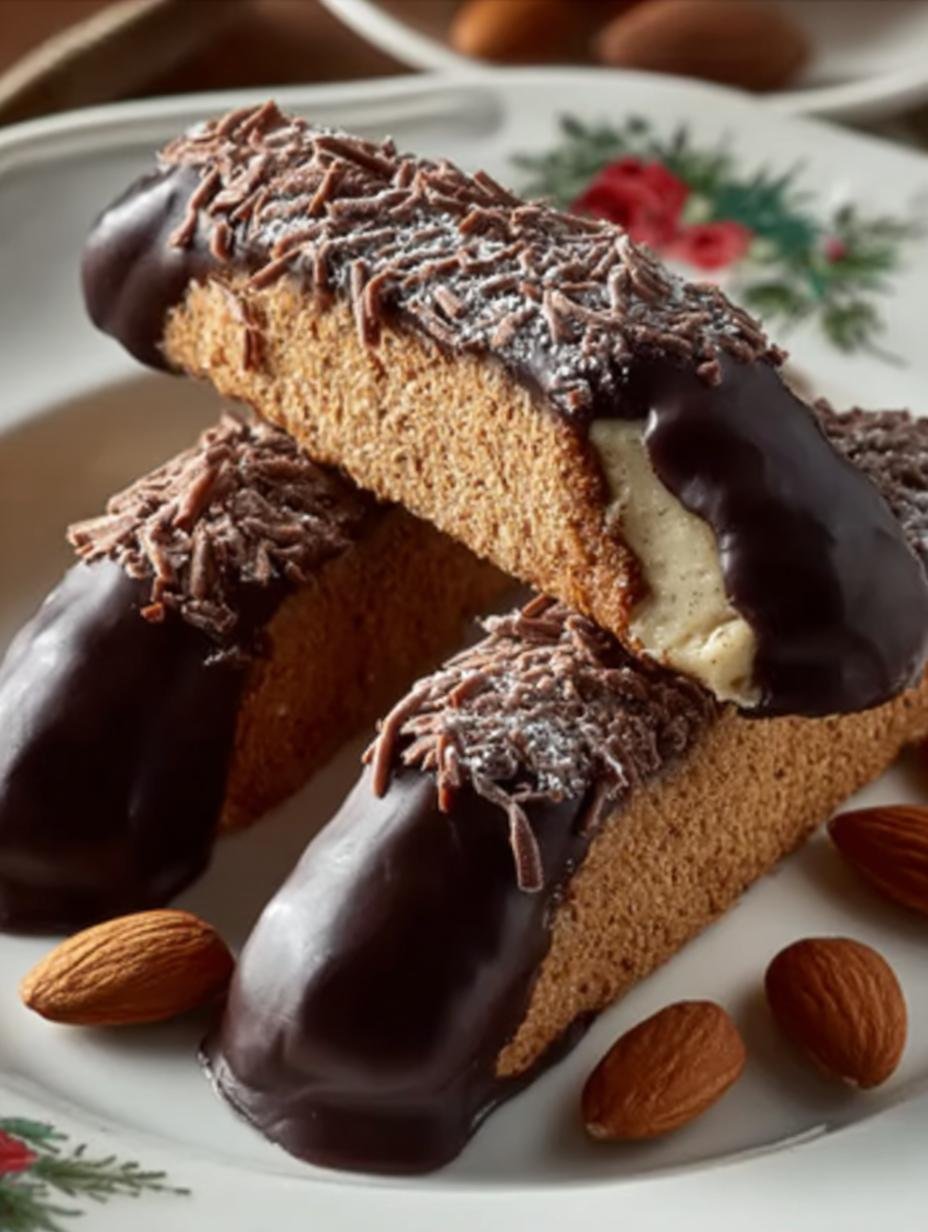 Decadent Chocolate Dipped Almond Fingers Recipe - Chocolate Dipped Almond Fingers - main visual representation