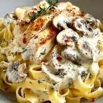 Creamy Chicken Mushroom Fettuccine