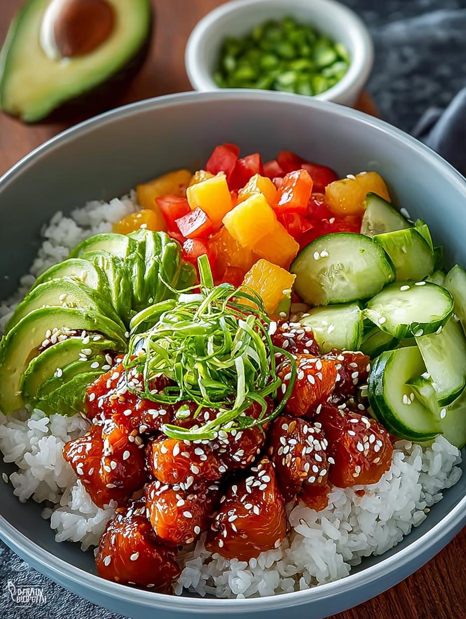 Hawaiian Inspired Chicken Poke Bowl Bursting with Flavor - Hawaiian Inspired Chicken Poke - main visual representation