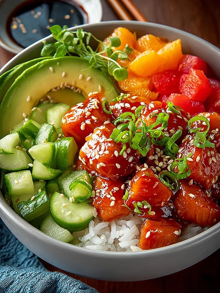 Hawaiian Inspired Chicken Poke Bowl Bursting with Flavor - Hawaiian Inspired Chicken Poke - additional detail