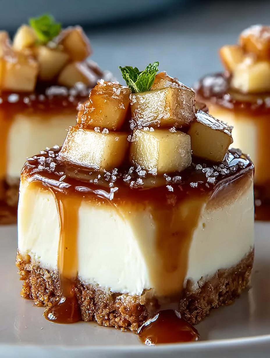 Mini Caramel Apple Cheesecake: 24 Cozy Fall Bites - Mini Caramel Apple Cheesecake - additional detail