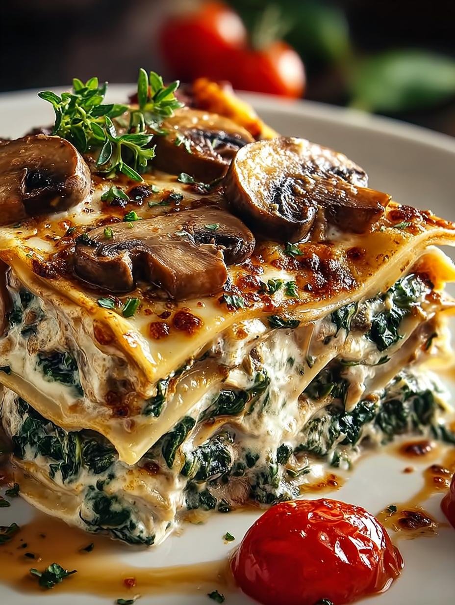 Mushroom Spinach Lasagna: 7 Comforting Layers