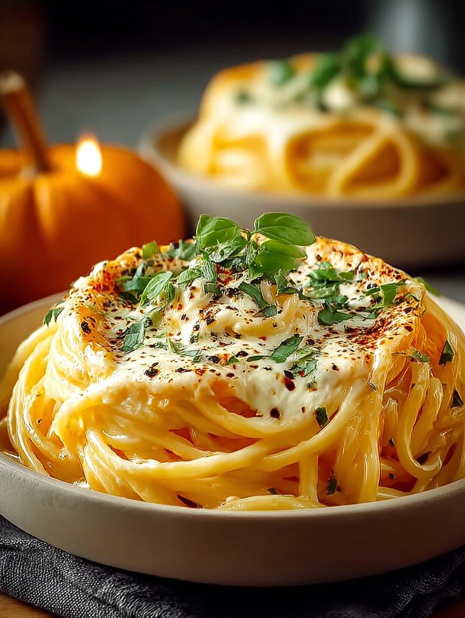 Pumpkin Alfredo Pasta Cauldrons: A Cozy Fall Delight - Pumpkin Alfredo Pasta Cauldrons - main visual representation