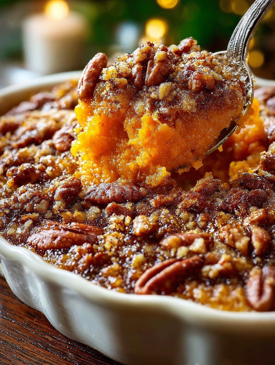 Sweet Potato Casserole with Butter Pecan Crumble Topping - Sweet Potato Casserole with - main visual representation