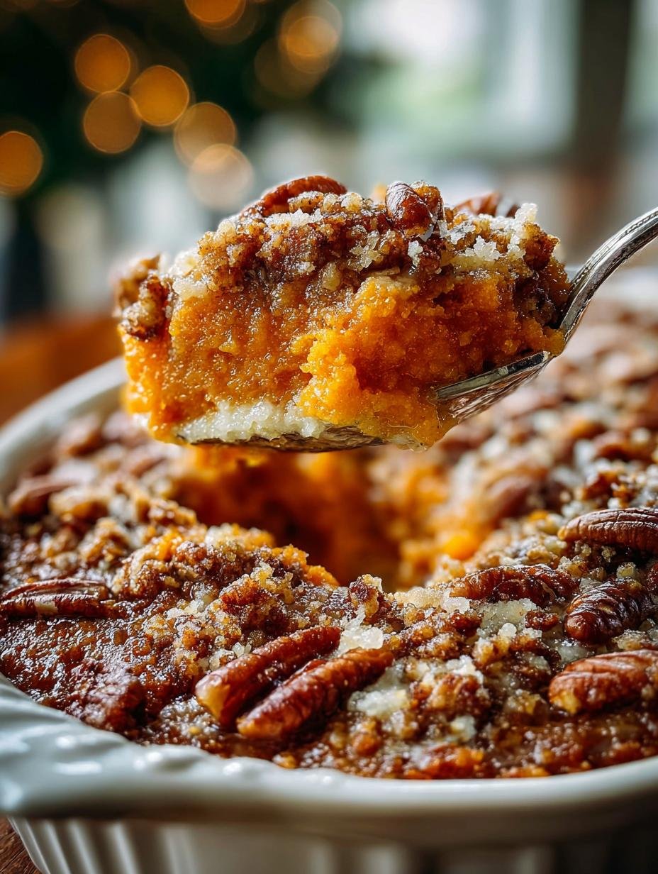 Sweet Potato Casserole with Butter Pecan Crumble Topping - Sweet Potato Casserole with - additional detail