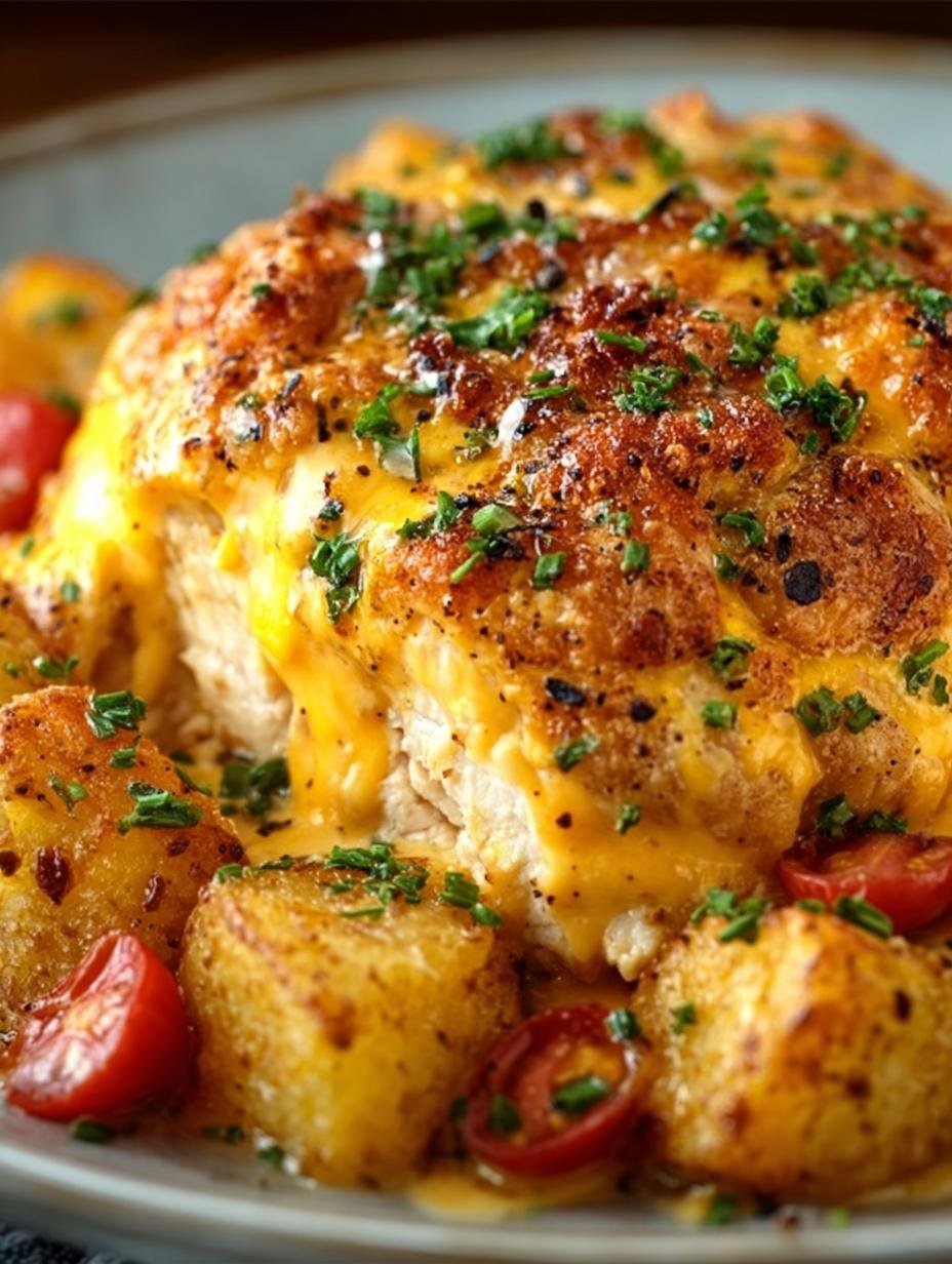 Irresistible Cheddar Ranch Chicken Tater Tot Bake - Cheddar Ranch Chicken Tater - main visual representation