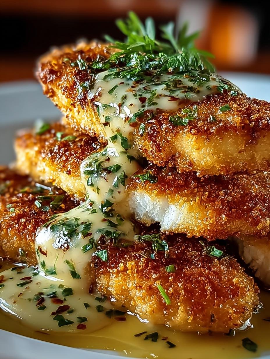 Crispy Parmesan Chicken with Rich Garlic Sauce Delight