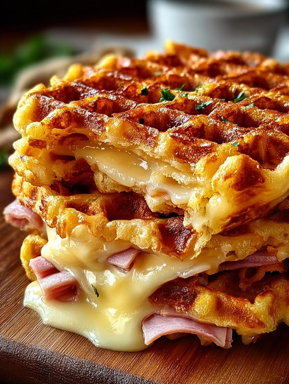 Crunchy Ham Cheese Chaffles: 4 Quick Keto Delights - Crunchy Ham Cheese Chaffles - main visual representation