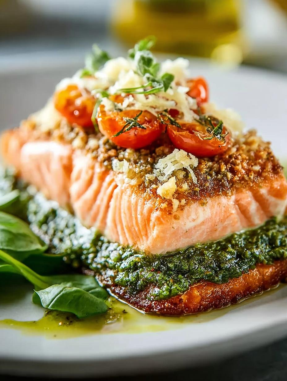 Delicious Pesto Salmon in 20 Minutes for a Healthy Dinner - Pesto Salmon - main visual representation