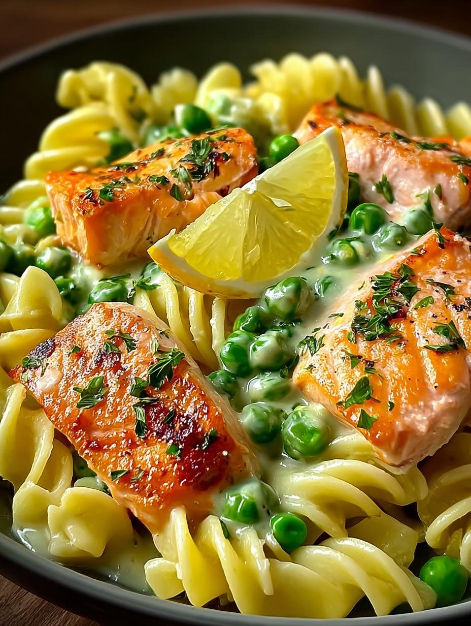 Salmon Pea Pasta with Creamy Lemon Sauce Delight - Salmon Pea Pasta with - additional detail