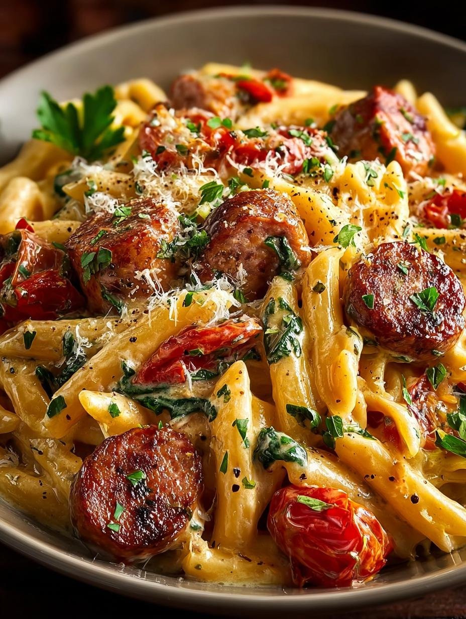 Delicious Spicy Cajun Sausage Pasta in 30 Minutes - Spicy Cajun Sausage Pasta - main visual representation