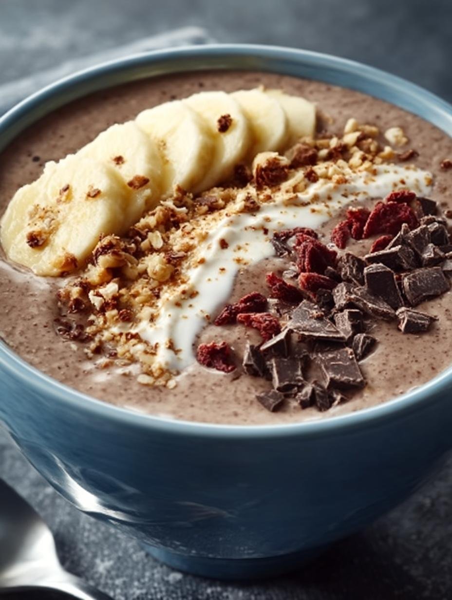 Delicious Chocolate Banana Smoothie Bowl Recipe - Chocolate Banana Smoothie Bowl - additional detail