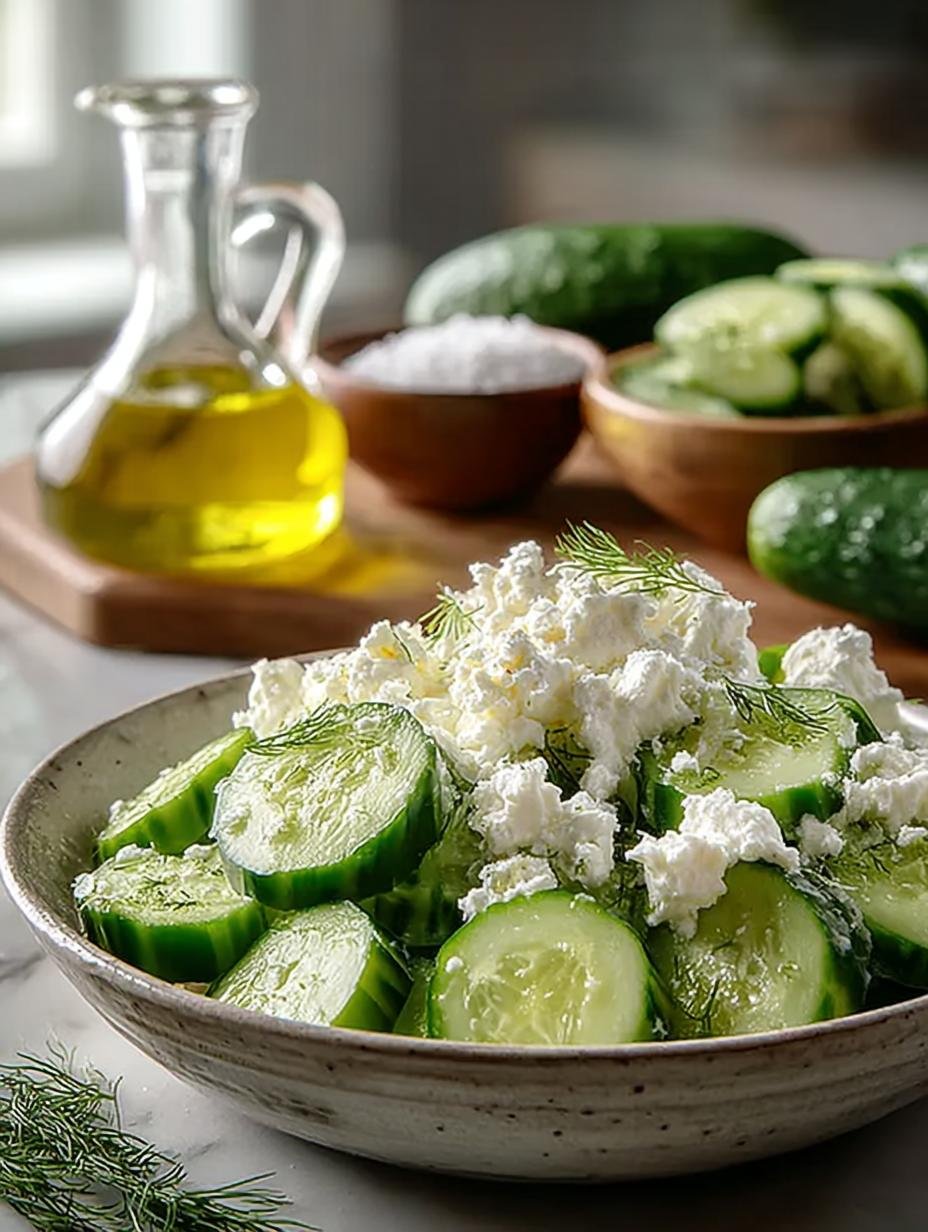 Delicious Cottage Cheese Cucumber Salad for Summer - Cottage Cheese Cucumber Salad - main visual representation
